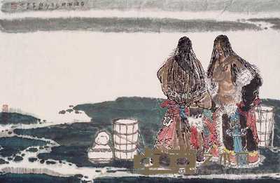 雕筠新 青海湖畔 镜心 58×87cm